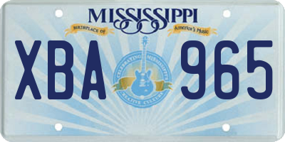 MS license plate XBA965