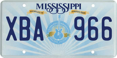 MS license plate XBA966