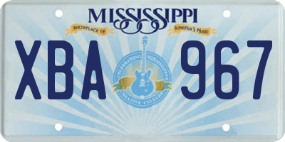MS license plate XBA967