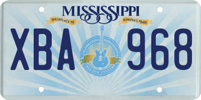 MS license plate XBA968