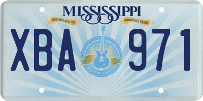 MS license plate XBA971