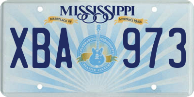 MS license plate XBA973