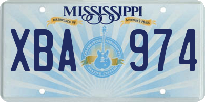 MS license plate XBA974