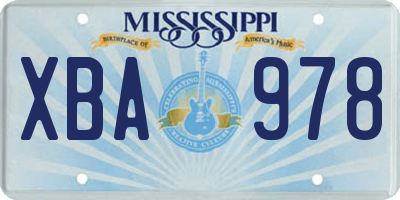 MS license plate XBA978