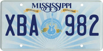 MS license plate XBA982