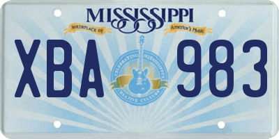 MS license plate XBA983