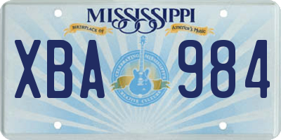 MS license plate XBA984