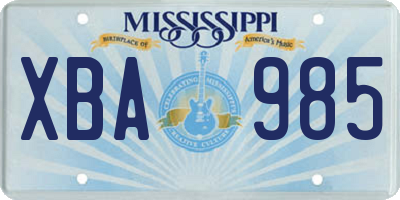 MS license plate XBA985