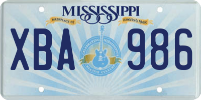 MS license plate XBA986