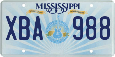 MS license plate XBA988