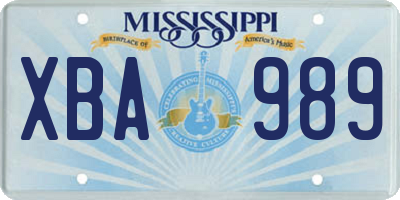 MS license plate XBA989