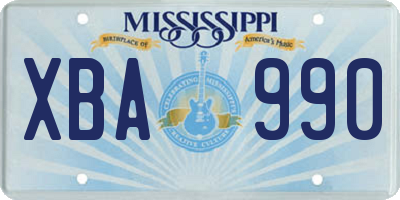MS license plate XBA990
