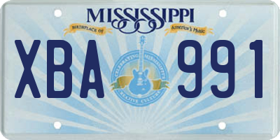 MS license plate XBA991