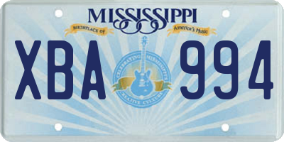 MS license plate XBA994