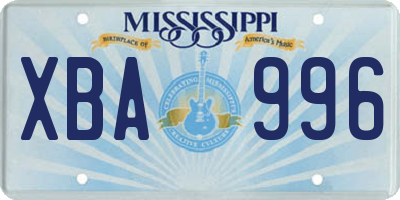 MS license plate XBA996