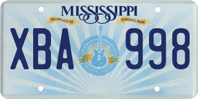 MS license plate XBA998