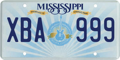 MS license plate XBA999