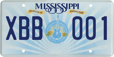 MS license plate XBB001