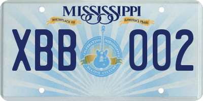 MS license plate XBB002