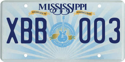 MS license plate XBB003