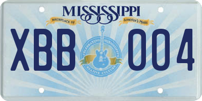 MS license plate XBB004
