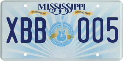 MS license plate XBB005