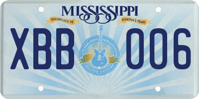 MS license plate XBB006