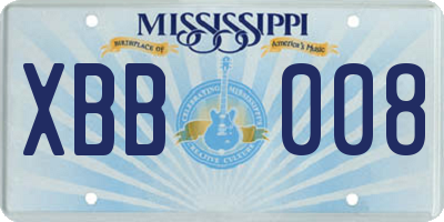 MS license plate XBB008