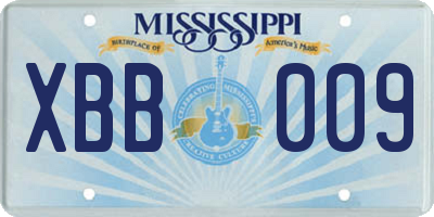 MS license plate XBB009