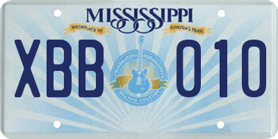 MS license plate XBB010