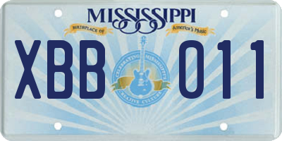 MS license plate XBB011
