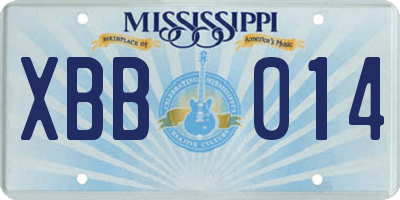 MS license plate XBB014