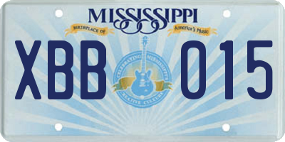 MS license plate XBB015