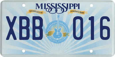 MS license plate XBB016