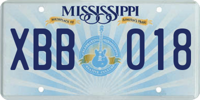 MS license plate XBB018