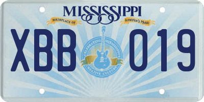 MS license plate XBB019