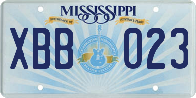 MS license plate XBB023