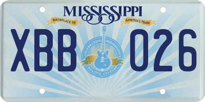 MS license plate XBB026