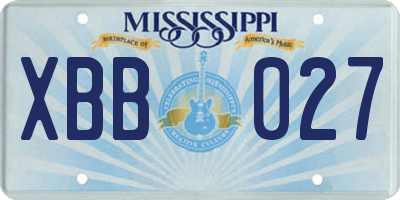 MS license plate XBB027