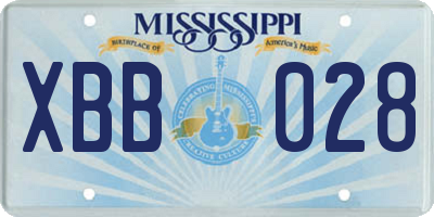 MS license plate XBB028