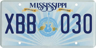 MS license plate XBB030