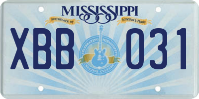 MS license plate XBB031