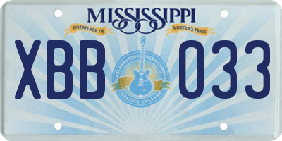 MS license plate XBB033