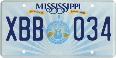 MS license plate XBB034