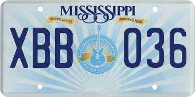 MS license plate XBB036
