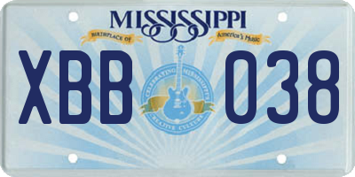 MS license plate XBB038