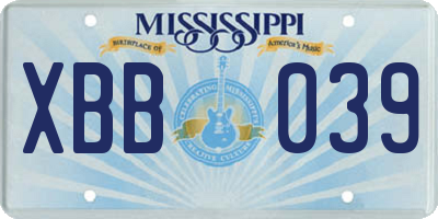 MS license plate XBB039