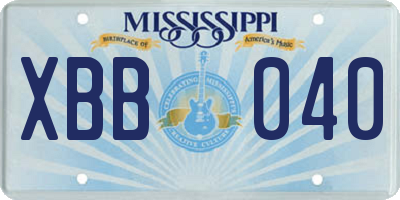 MS license plate XBB040
