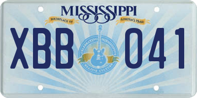 MS license plate XBB041