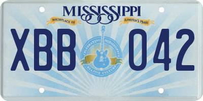 MS license plate XBB042